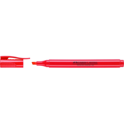 Faber-Castell Textliner 38 Marcador Fluorescente - Cuerpo Fino - Punta Biselada - Trazo Grueso y Fino - Tinta con Base de Agua - Color Rojo