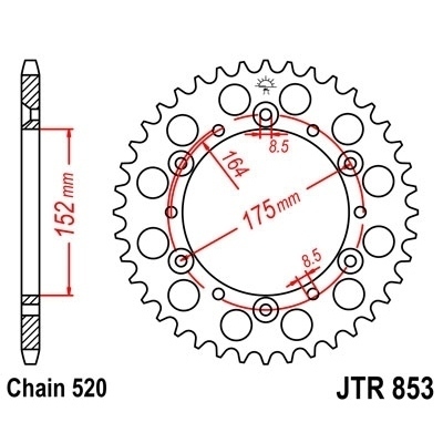 Corona templada por inducción con acabado cincado negro JT SPROCKETS JTR853.40ZBK