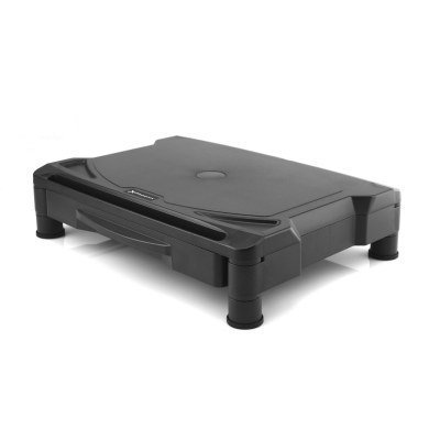 Elevador soporte de monitor phoenix - soporte escritorio monitor - cajon organizador - 2 alturas - goma antideslizante - negro