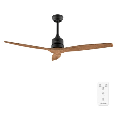 Cecotec EnergySilence Aero 5270 DarkWood Ventilador de Techo de 3 Aspas - 40W - Diametro de 52 - Temporizador - 6 Velocidades - Modo Invierno - Altura Ajustable - Aspas de Madera - Color Negro