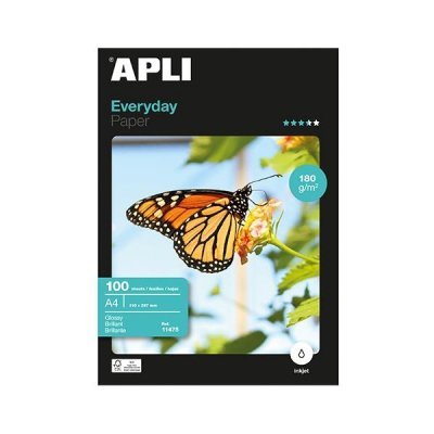 Papel Fotográfico Apli 11475/ DIN A4/ 180g/ 100 Hojas/ Brillante