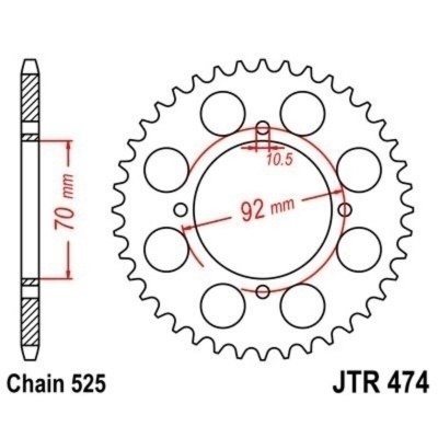 Corona JT 474 de acero con 48 dientes JTR474.48