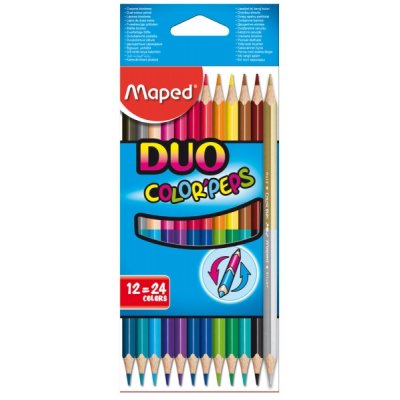 Maped Color´Peps Duo Pack de 12 Lapices Bicolores Triangulares - Doble Punta 2.9mm - Madera Certificada FSC - Colores Surtidos