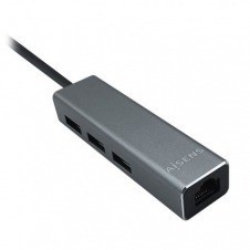 Hub USB 3.0 Aisens A106-0401/ 3 Puertos USB/ 1 RJ45/ Gris
