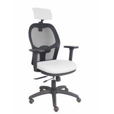 Piqueras y Crespo Silla Jorquera traslack malla negra asiento bali blanco brazos 3D cabecero regulable