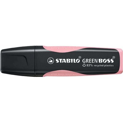 Stabilo Green Boss Pastel Marcador Fluorescente - Fabricado con un 83% de Plastico Reciclado - Trazo entre 2 y 5mm - Recargable - Color Rubor Rosa