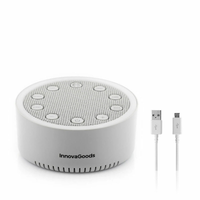 Innovagoods Slewel Maquina de Ruido Blanco - Autonomia 60min - Relajacion con Luz y Sonido - Bateria 400mAh - Antideslizante - Apagado Automatico - 9x4.2cm - Color Gris