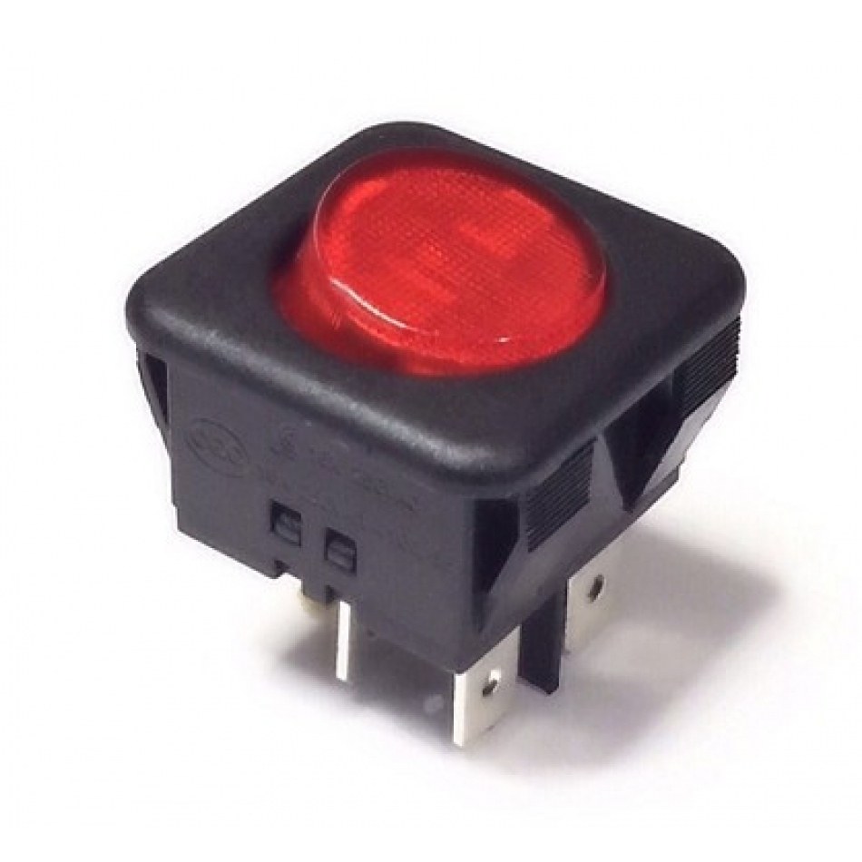 Interruptor Basculante Cuadrado luminoso Rojo 16A/250Vac