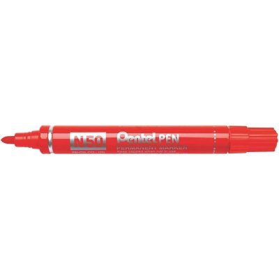 Pentel Pen N50 Rotulador Permanente - Punta de 4.3mm - Resistente a Agua y Luz - Color Rojo