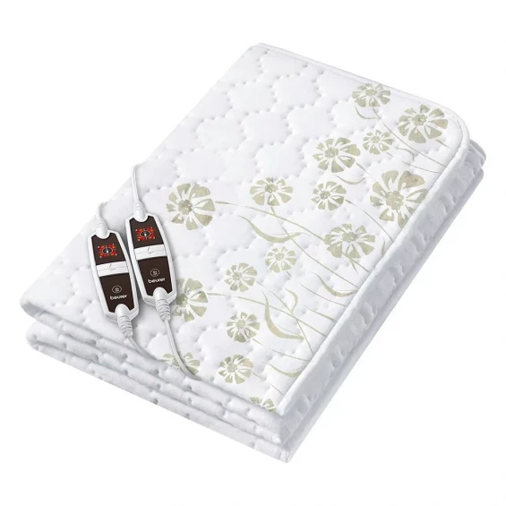 Calientacamas eléctrico doble Beurer UB 68 XXL, 150 x 160 cm, 2 x 60 W, 2 zonas, 4 niveles, apagado automático, lavable, blanco
