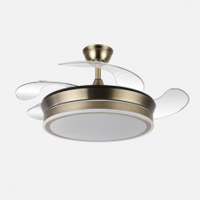 Ventilador Dc Bayomo Cuero 59w 6980lm 91d 4asp.desplegables 3000-4000-6000k Remoto, Regulable Intensidad, Temporizador, Memoria