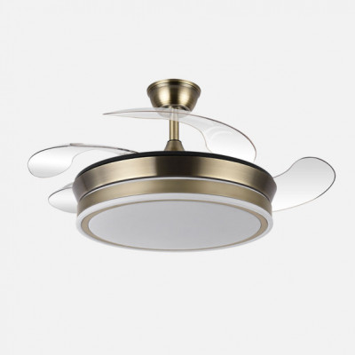 Ventilador Dc Bayomo Cuero 59w 6980lm 91d 4asp.desplegables 3000-4000-6000k Remoto, Regulable Intensidad, Temporizador, Memoria