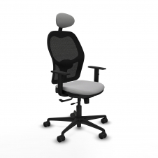 Piqueras y Crespo Jorquera traslack malla negra bali gris claro brazos 1D base nailon cabecero fijo ruedas 65mm nailon