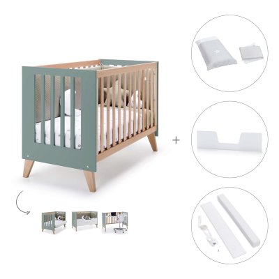 Cuna-cama colecho (4en1) 60x120 cm madera/eucalipto + textil Galaxy · Nexor