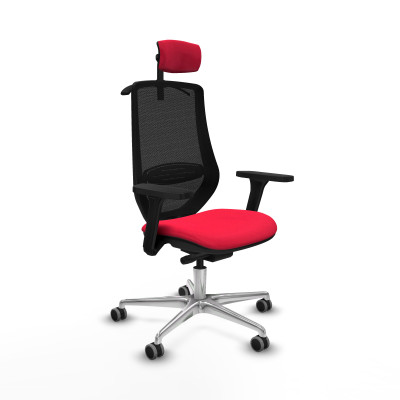 Mardos traslack bali rojo brazos 3D base aluminio ruedas 65mm engomadas cabecero 2D perchero