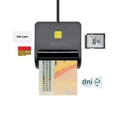 AISENS - LECTOR DE TARJETA DNI CON LECTOR DE TARJETAS SIM, SD, Micro S