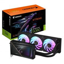 GIGABYTE AORUS GeForce RTX 5080 XTREME WATERFORCE 16G Tarjeta Gráfica - 16GB GDDR7, 256 bits, PCI-E 5.0, 2805MHz Core Clock, 3 x DP 2.1a, 1 x HDMI 2.