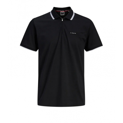 Polo JACK & JONES JCOFUSION BRANDING POLO ZIP SS 12289953 Negro Negro