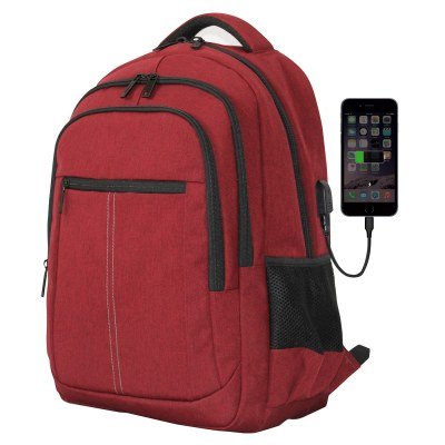 Mochila phoenix boston para portatil hasta 15.6 pulgadas - con cable usb - viaje - rojo
