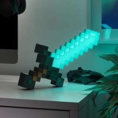 Lámpara Paladone Minecraft Espada de Diamante - Iluminación decorativa | Licencia oficial | Ideal para fans del juego