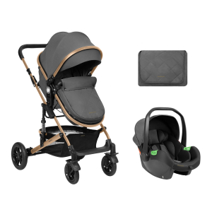 Carrito de bebé Kikkaboo 3 en 1 asiento transf. Amaia Gris Oscuro