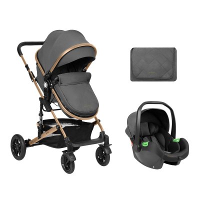 Carrito de bebé Kikkaboo 3 en 1 asiento transf. Amaia Gris Oscuro