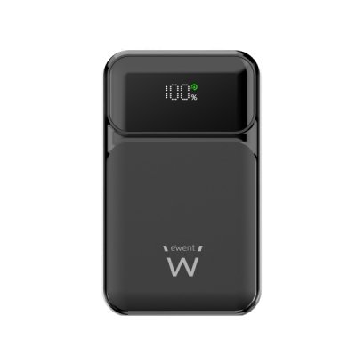 Powerbank Ewent EW1164 - 20000 mAh | 65W PD | Puertos USB-A y USB-C | Pantalla LED | Color negro | Carga rápida y versátil