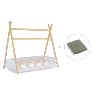 Cama júnior Montessori madera 90x200 cm + toldo Espuma do mar · Homy Life XL