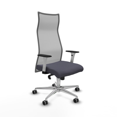 Albacete malla sincro malla gris bali gris oscuro brazos blancos base aluminio ruedas 65mm engomadas