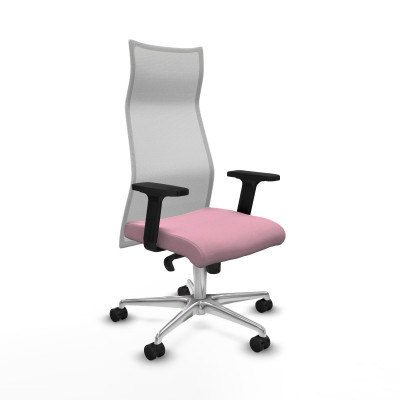 Albacete malla sincro malla blanca bali rosa brazos 2D base aluminio ruedas 65 mm nailon