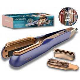 Plancha de pelo Cecotec RitualCare Air Lisse 2in1 Blue, secador, 2 cabezales, cepillo y concentrador, 106000 rpm, motor digital, azul y dorado