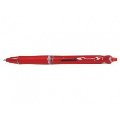 Pilot BeGreen Boligrafo de Bola Retractil Acroball - Recargable - Fabricado con Plastico Reciclado - Punta Redonda 0.7mm - Trazo 0.25mm - Grip Ergonomico - Color Rojo