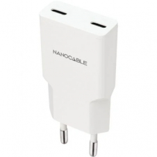 Cargador de Pared Nanocable 10.10.2026/ 2xUSB Tipo-C/ 25W/ Blanco