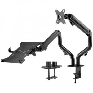 Soporte monitor+portátil Aisens DTL32TSR-195, 17-32 pulgadas, 8 kg monitor/4,5 kg portátil, VESA 100x100 mm, giro ±90°, incl. -45°/+90°, negro