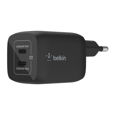Cargador de pared belkin wch013vfbk 65w 2x usb tipo c negro