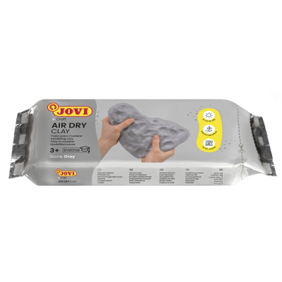 Jovi Air Dry Pasta para Modelar 1000gr - Endurecible al Aire - Tacto Fresco - Facil de Moldear - Multi-Superficie - Secado en 24H - Acabado Fino - Color Gris