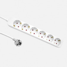 Alargadera Florey Cable 1,5m 3gx1,5mm2, 6enchufes Blanco 4x4x29cm