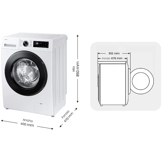 Lavadora Samsung WW80FG5L32AEEC, 8 kg, 1200 rpm, clase A, blanco - imagen 2
