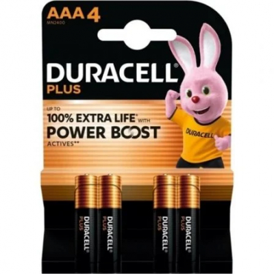 Pack de 4 Pilas AAA Duracell Plus Power Boost DPBLR3B4/ 1.5V/ Alcalinas
