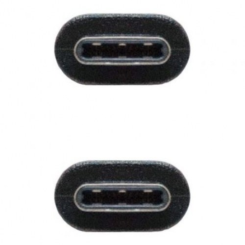 Cable USB Tipo-C Nanocable 10.01.2300/ USB Tipo-C Macho - USB Tipo-C Macho/ 50cm/ Negro