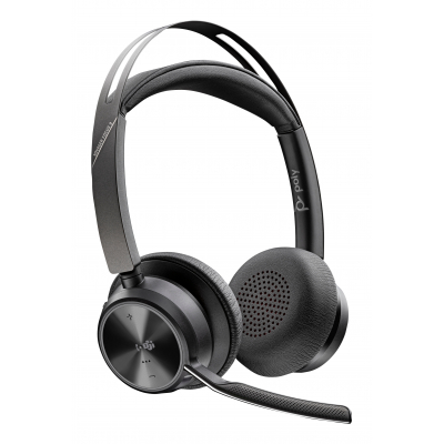HP Poly - Auriculares Poly Voyager Focus 2 USB-C-C con certificación Microsoft Teams + adaptador USB-C/A + base de carga