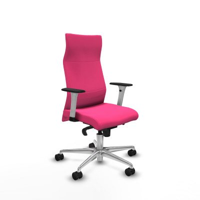 Albacete dirección sincro similpiel rosa brazos 1D blancos base aluminio ruedas 65 nailon