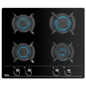Placa de gas butano Teka GBC 64000 KBB, 4 zonas, Cristal Gas, 7300W, ref. 112580005, cristal negro