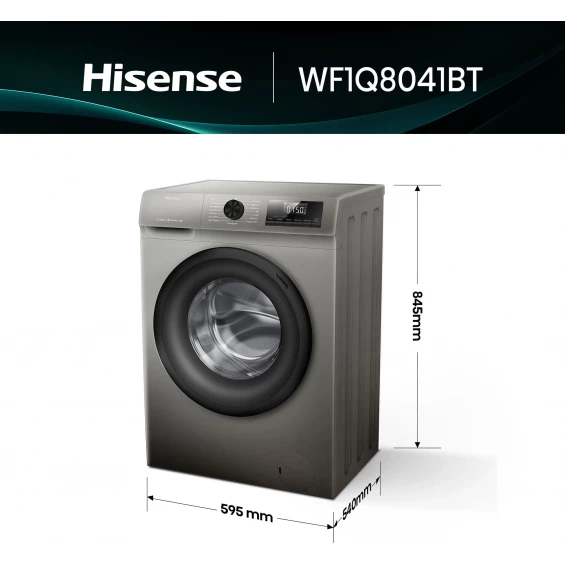 Lavadora Hisense WF1Q8041BT, 8 kg, 1400 rpm, clase A-20%, gris - imagen 2