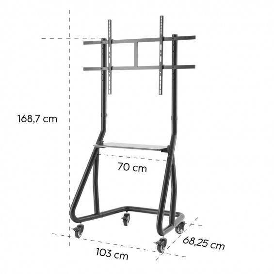 Carro TV con ruedas Hama 00118090 Trolley, 49-100 pulgadas, hasta 80 kg, VESA 1000 x 600 mm, altura ajustable, negro - imagen 4