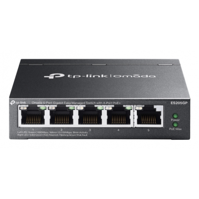 TP-Link - Omada ES205G Gestionado Gigabit Ethernet (10/100/1000) Energía sobre Ethernet (PoE) Negro