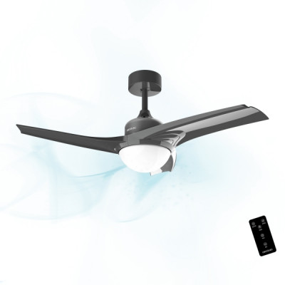 Cecotec EnergySilence Aero 470 Ventilador de Techo con 3 Aspas y Luz LED Integrada - 54W - Diametro de 42 - Mando a Distancia - 3 Velocidades - Modo Invierno - Temporizador Regulable - Color Negro