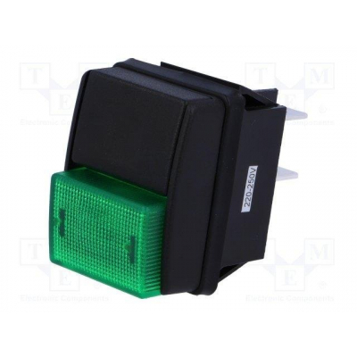 Interruptor Presion 2 pulsadores Negro/Verde 10A/250Vac OFF-ON