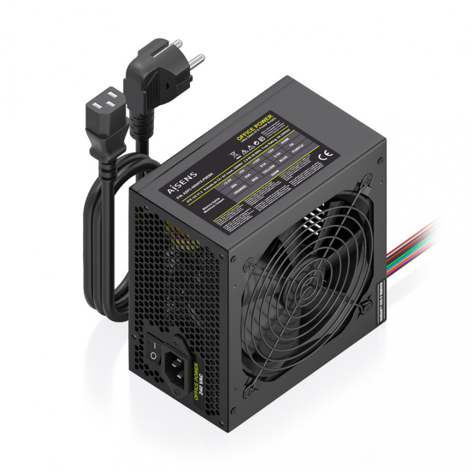 AISENS -  FUENTE ALIMENTACION ATX 500W CON CABLE DE ALIMENTACION OEM, NEGRA