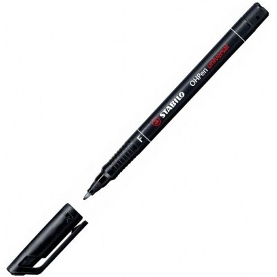 Stabilo OHPen Rotulador Permanente - Punta Fina - Trazo de 0.7mm - Agarre Antideslizante - Tapon Ventilado - Color Negro